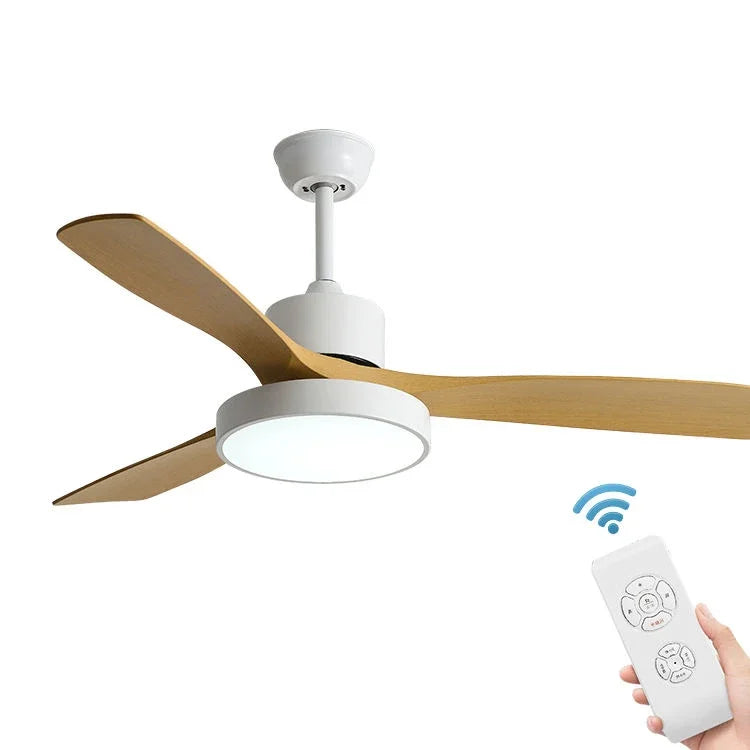 مروحة سقف DecorBites™ بمحرك نحاسي ثلاثي الشفرات مقاس 42/52 بوصة باللونين الأبيض والأسود مع جهاز تحكم عن بعد