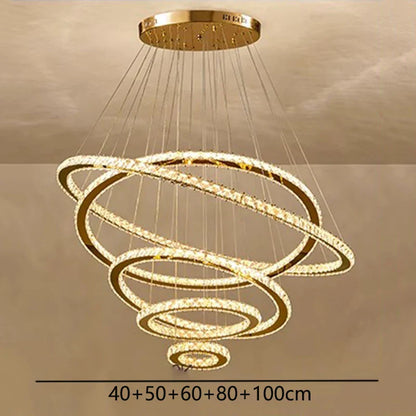 DecorBites™ Crystal Chandelier Stair Pendant Lamp Living Room Lighting
