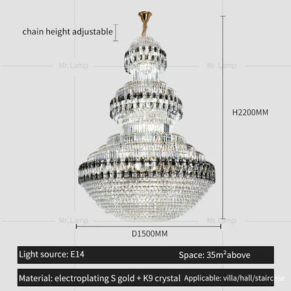 DecorBites™ Crystal Chandelier Luxury Duplex Building Hollow Luxury Lamp