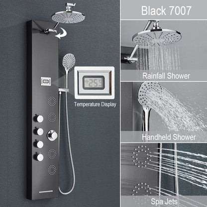 DecorBites™ Rainfall Shower Panel with Storage Rack and Massage Jets