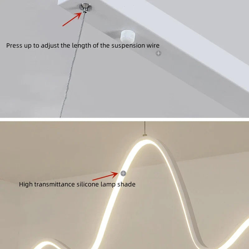 Lámpara de techo de aluminio LED Decorbites™ moderna de onda lineal para isla de cocina