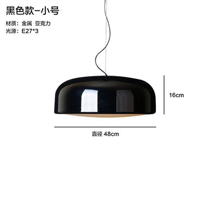 DecorBites™ Glossy Black Round Nordic Pendant Light for Dining Room and Bar Decor