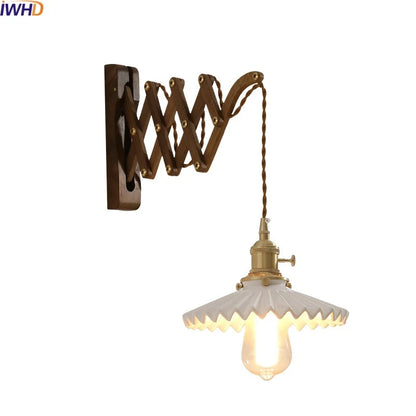 DecorBites™ Ceramic Walnut Wall Sconce with Knob Switch for Bedroom Living Room