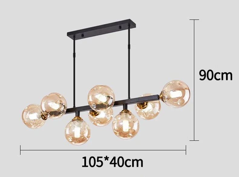 Brass Modern LED Chandelier 8-Head Amber Glow
