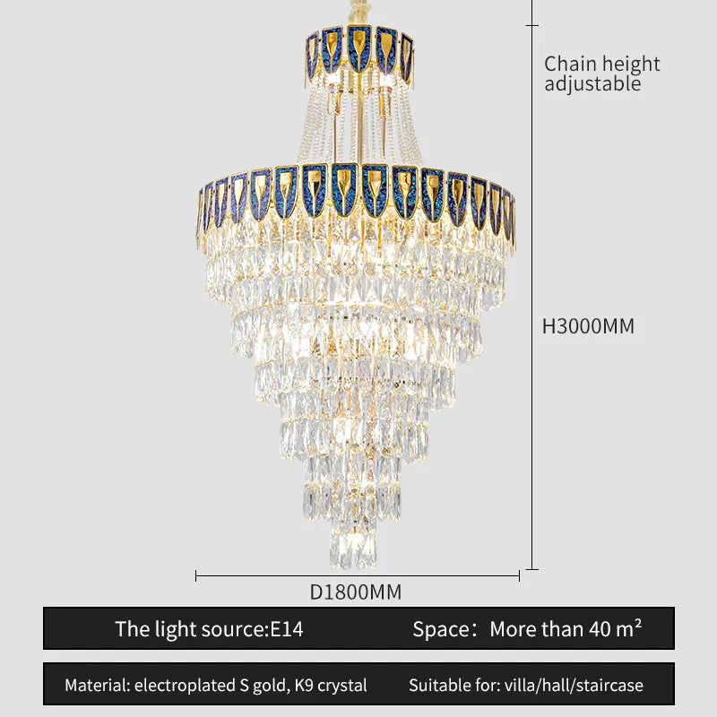 DecorBites™ Crystal Chandelier Art Living Room Lighting for Duplex Buildings and High-End Restaurants