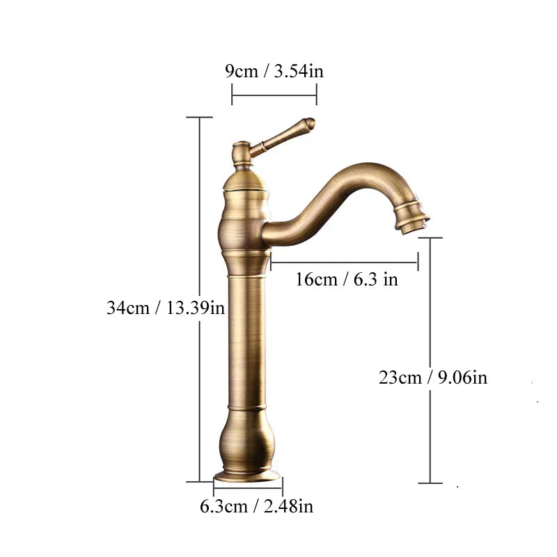 DecorBites™ Brass Basin Faucet: Vessel Sink Mixer Tap, Single Hole Bathroom Hot Cold Water.