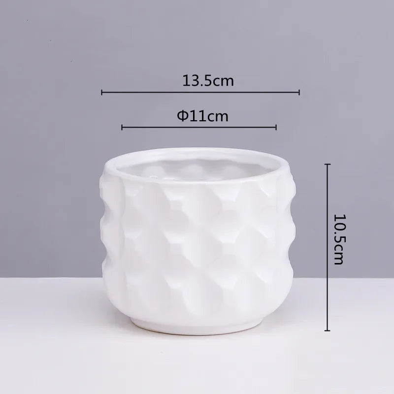 DecorBites™ Gold Ceramic Flower Pot Geometry Vase for Succulents and Floral Arrangements