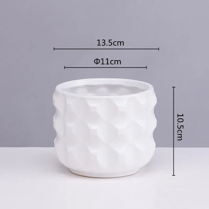 DecorBites™ Gold Ceramic Flower Pot Geometry Vase for Succulents and Floral Arrangements