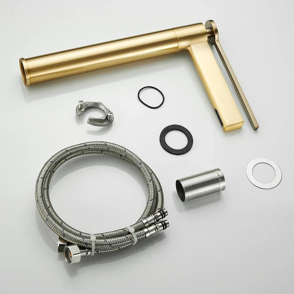 DecorBites™ Brass Deck Mounted Basin Faucet Single Handle Hot Cold Mixer for Bathroom Sink