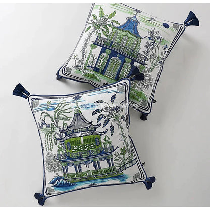 Funda de cojín de lujo DecorBites™ con diseño de grulla para cama y sofá