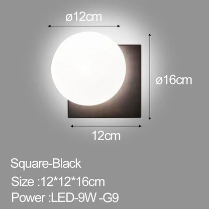 مصباح حائط LED على شكل كرة زجاجية من DecorBites™ للإضاءة الداخلية لغرفة النوم وغرفة المعيشة