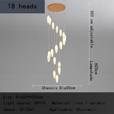DecorBites™ Elegant Tulip Staircase Chandelier: Luxury Decor Hanging LED Lamp for Lobby, Restaurant, Hotel.