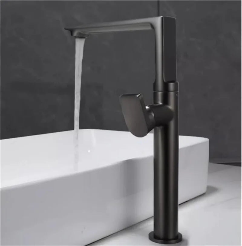 Grifo de Lavabo de Latón Dorado Decorbites™ para Baño, Asa Única Mezclador de Agua Caliente y Fría