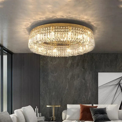 Lámpara de techo circular LED DecorBites™ Crystal Gold: Iluminación moderna y lujosa para el hogar