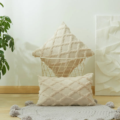 DecorBites™ Diamond Solid Embroidery Cushion Cover for Modern Home Decor