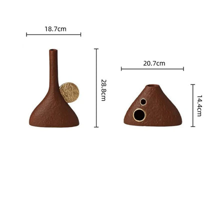 DecorBites™ Jarrón de cerámica con forma de triángulo geométrico para arreglos florales, decoración artística para el hogar