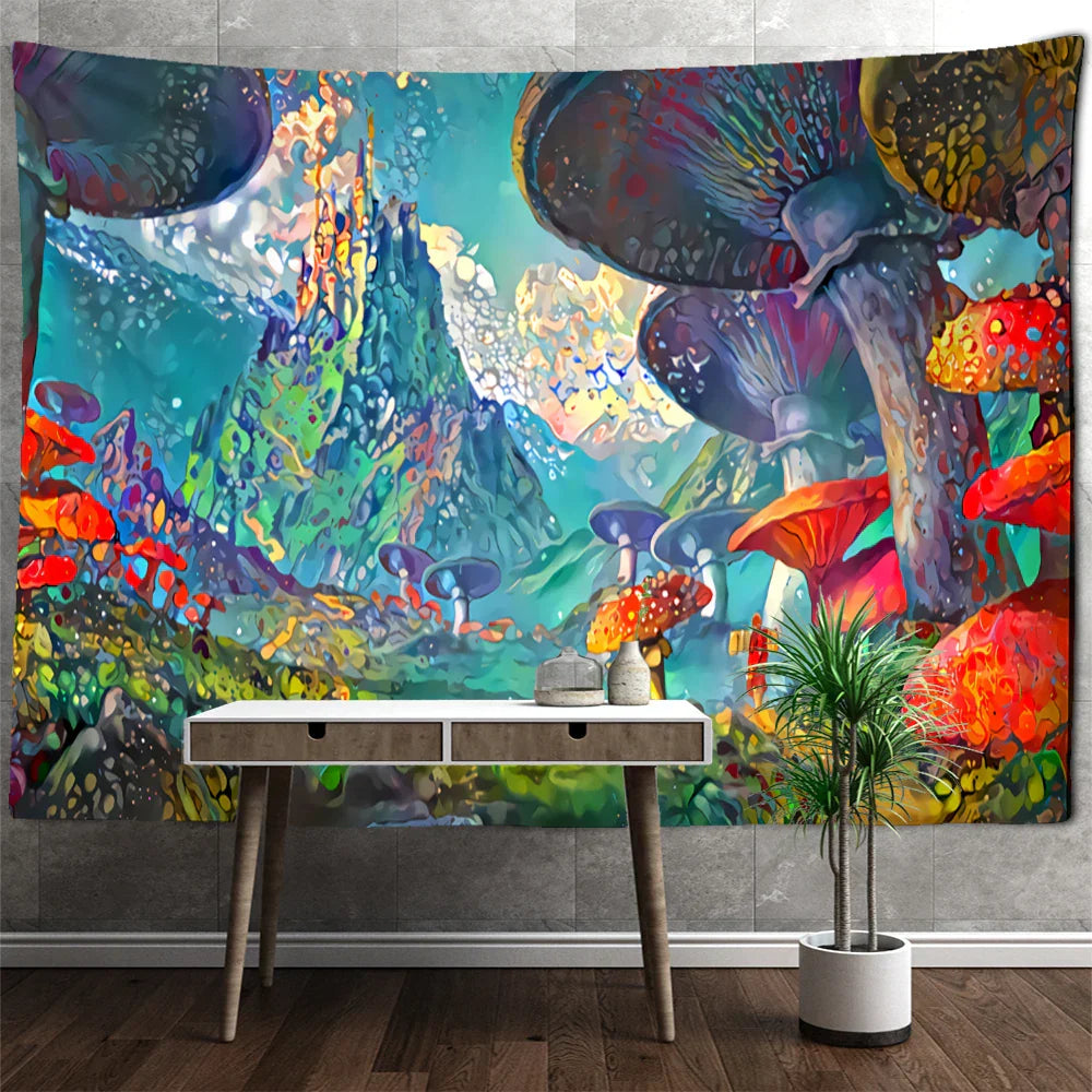 Decobites Jellyfish Underwater Tapestry: Psychedelic Alien Art for Home Decor