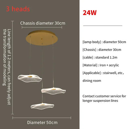 DecorBites™ Lotus Leaf LED Pendant Chandelier for Staircase & Living Room Beauty