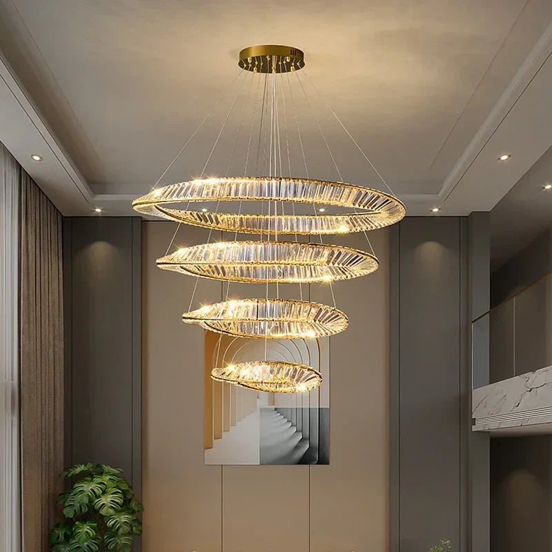 DecorBites™ Gold LED Crystal Pendant Chandelier for Luxury Living Dining Room LightingDécor