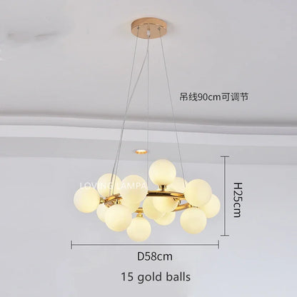 Lámpara colgante tipo araña LED con bola de cristal DecorBites™, diseño redondo moderno para iluminación decorativa del hogar