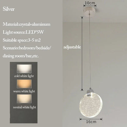 DecorBites™ Bubble Crystal Pendant Lights: Nordic LED Hanging Lamps for Living Room, Bedroom & Dining Area