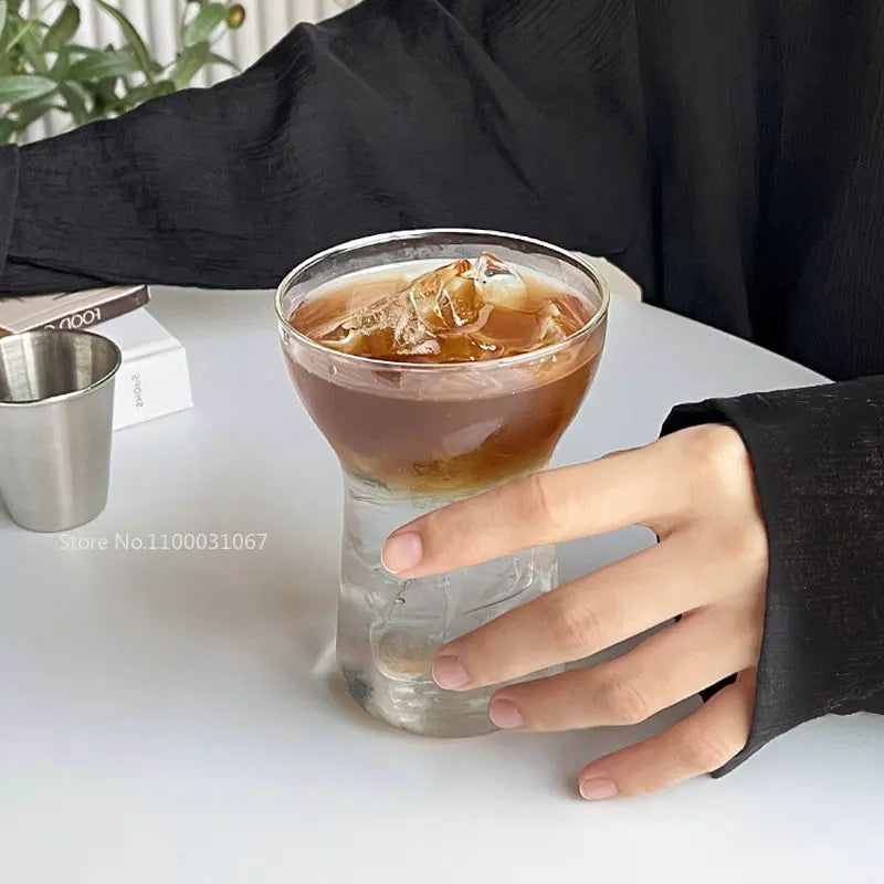 Juego de vasos de vidrio DecorBites™ para bebidas, ideales para el hogar, cafeterías y bares. Aislantes térmicos para jugos y té. Transparentes.