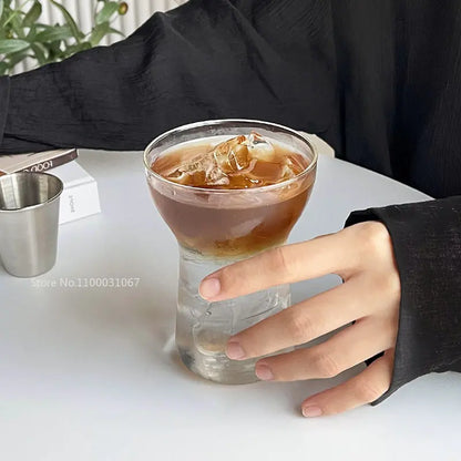 Juego de vasos de vidrio DecorBites™ para bebidas, ideales para el hogar, cafeterías y bares. Aislantes térmicos para jugos y té. Transparentes.