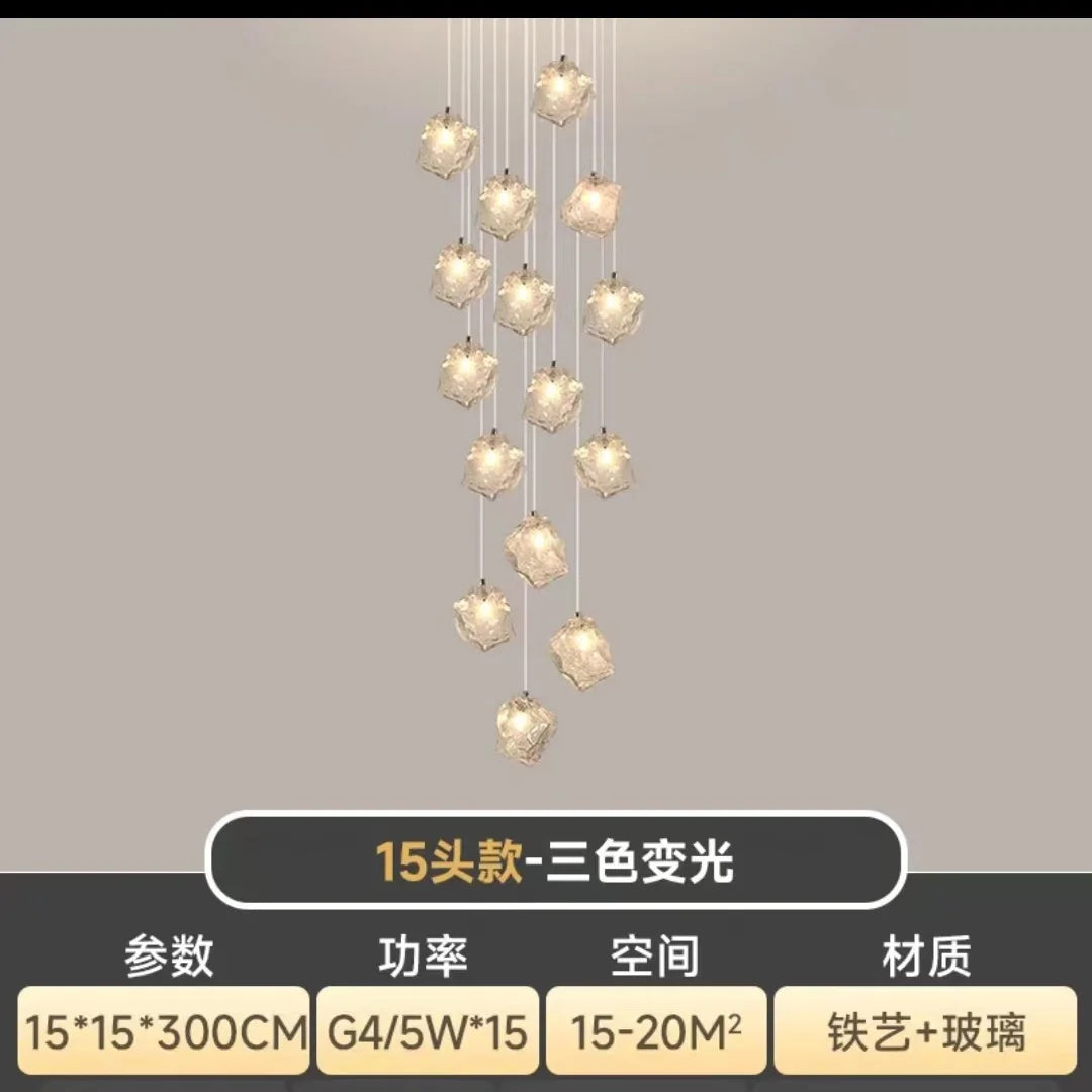 Lámparas colgantes tipo araña cúbicas DecorBites™ para restaurantes, lofts, escaleras, dormitorios y decoración artística.