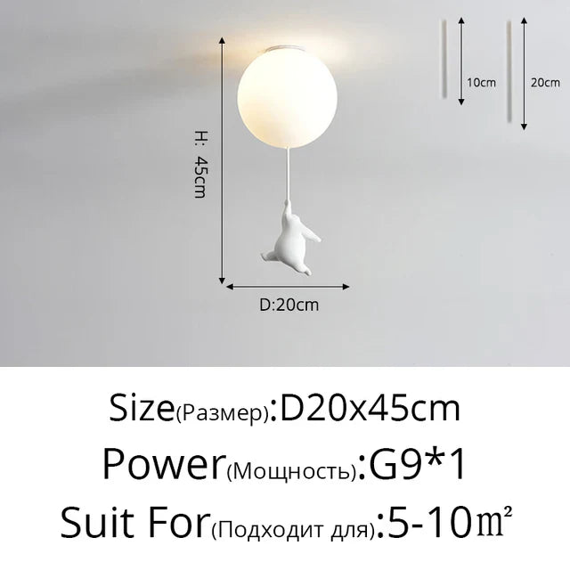 DecorBites™ Kids Cartoon Panda Polar Bear Ceiling Light Chandelier for Boys and Girls' Bedroom