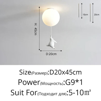 DecorBites™ Kids Cartoon Panda Polar Bear Ceiling Light Chandelier for Boys and Girls' Bedroom