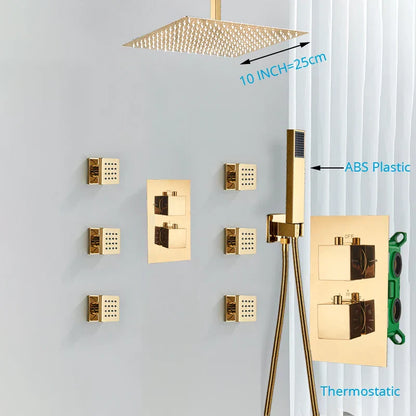 DecorBites™ Gold Rainfall Shower Head Massage System Wall Mounted Bath Mixer Tap