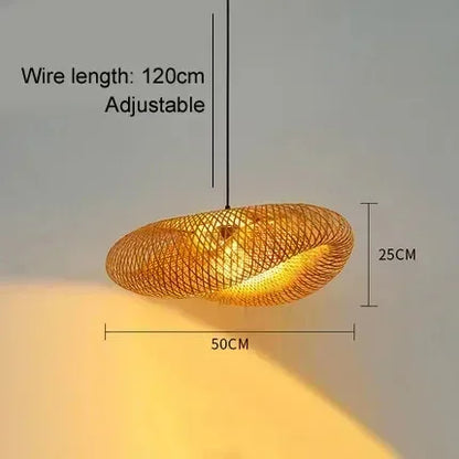 Handwoven Bamboo Pendant Light Vintage Woven Shade