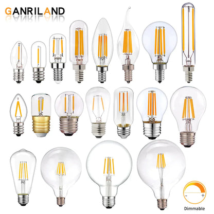 Bombilla de Filamento LED™ Decorbites Vidrio Transparente T16 A19 ST64 Regulable Luz Vintage