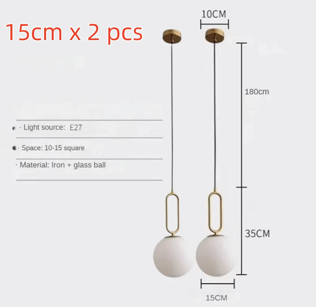 DecorBites™ Golden Glass Ball Pendant Lights - Modern Luminaire for Bedroom, Kitchen & Decor