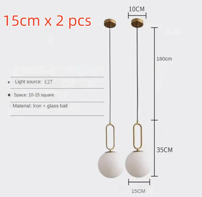 DecorBites™ Golden Glass Ball Pendant Lights Fixture for Kitchen Bedroom Decor
