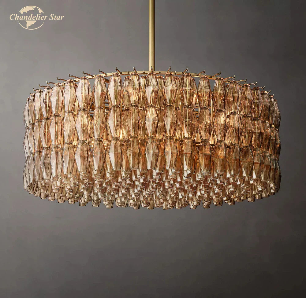 DecorBites™ LED Smoke Glass Chandelier Pendant Light for Living Room Decor