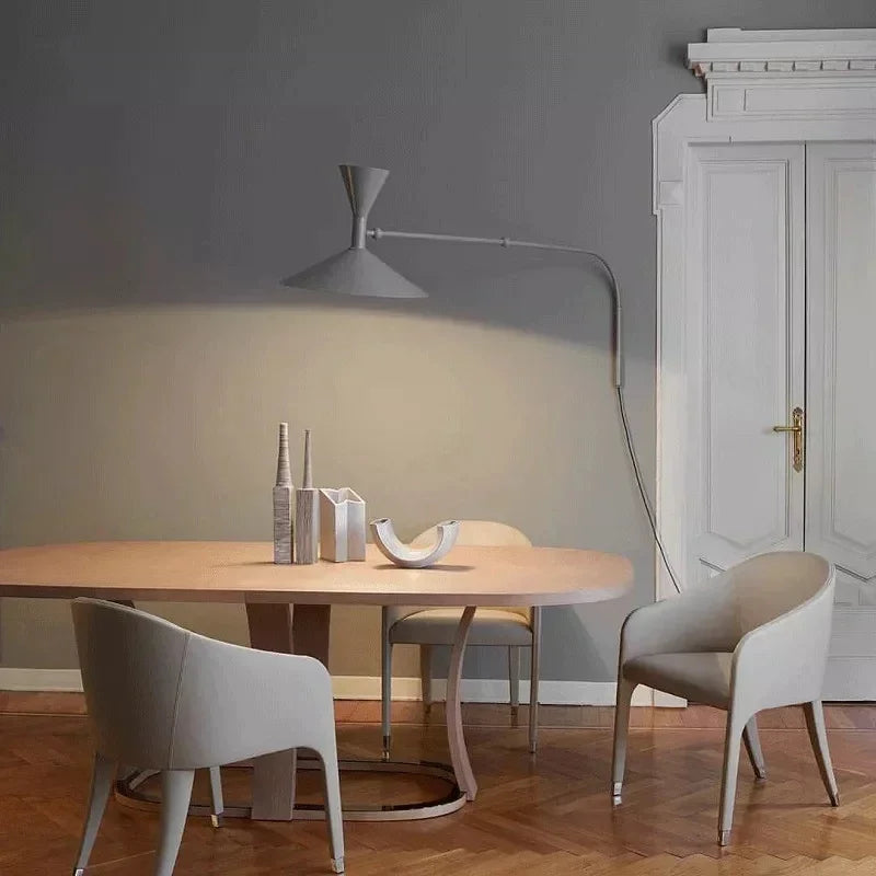 مصباح حائط DecorBites™ بذراع طويل قابل للتعديل للقراءة وغرفة النوم، مع إضاءة LED متأرجحة بسيطة