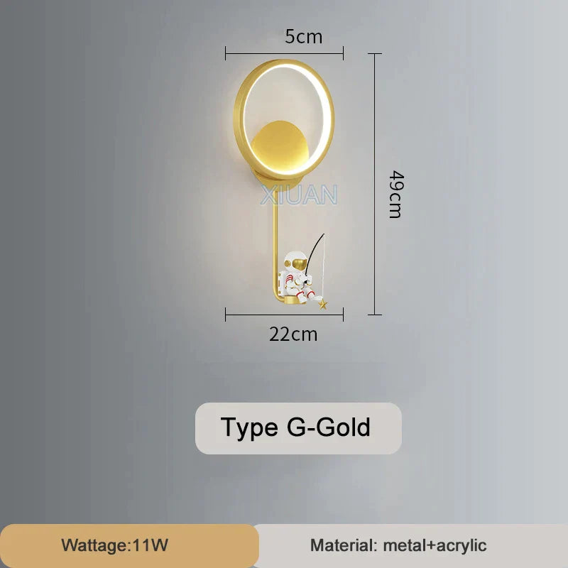 DecorBites™ Astronaut Wall Lamp: Gold White Black Bedroom Decor Resin Wall Mount Light