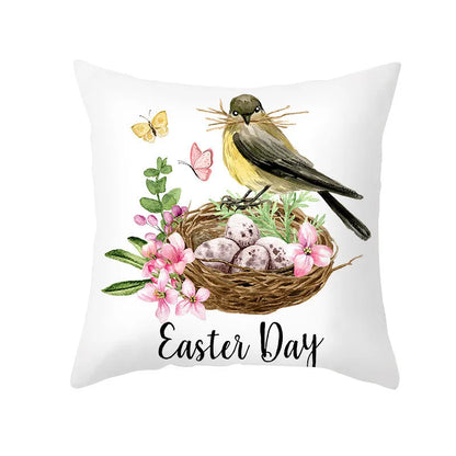 DecorBites™ Easter Egg Bunny Flower Birds Sofa Pillow Cover