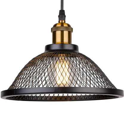 DecorBites™ Black Iron Net-Cage Kitchen Pendant Light with LED for Bedroom & Living Room