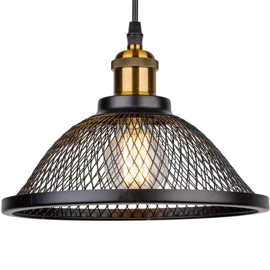 DecorBites™ Black Iron Net-Cage Kitchen Pendant Light with LED for Bedroom & Living Room