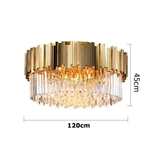 DecorBites™ Golden Crystal Ceiling Light for Modern Living Room and Dining Room