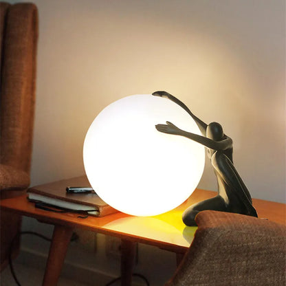 DecorBites™ Glass Ball Table Lamp: Stylish LED Sculpture Desk Lamp for Home Decor