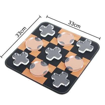 DecorBites™ Acrylic Tic-Tac-Toe Chessboard Set - Geometric Art Desk Decoration with Casual Chess Pieces
