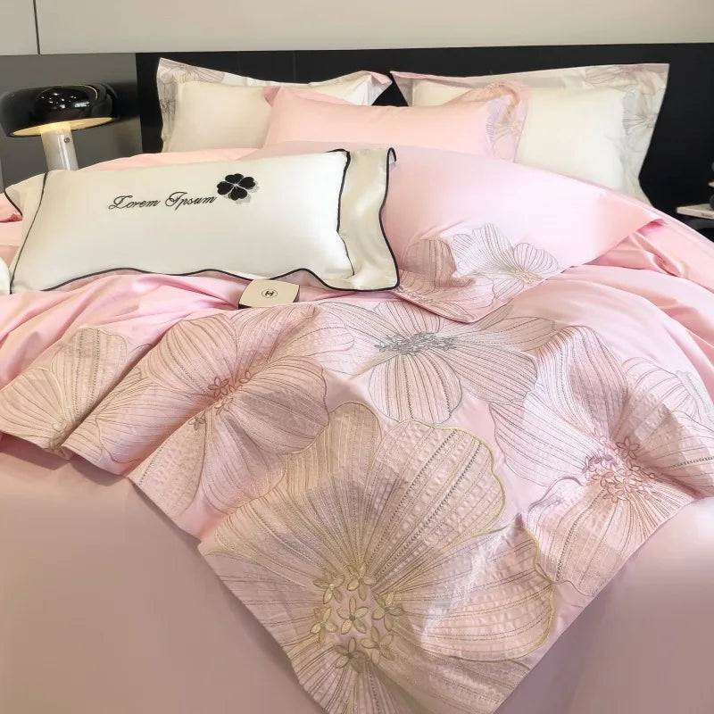DecorBites™ Chic Embroidered Cotton Bedding Set for Luxurious Home Décor