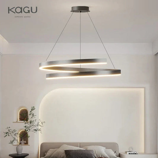 DecorBites™ Black/White Spiral Chandelier for Living Dining Kitchen. Trendy Round Indoor Lighting Fixture.