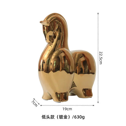 Estatua abstracta de resina dorada, hecha a mano, para decoración de sala de estar o escritorio de oficina - DecorBites™