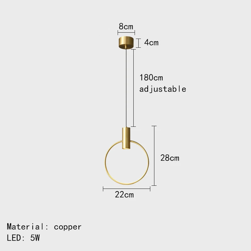 DecorBites™ Brass Ring Chandeliers: Dimmable Lighting Fixtures for Bedroom, Restaurant, Kitchen