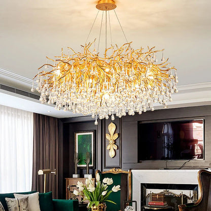 DecorBites™ Crystal LED Chandelier: Modern Light Luxury Water Drop Design for Home Decor