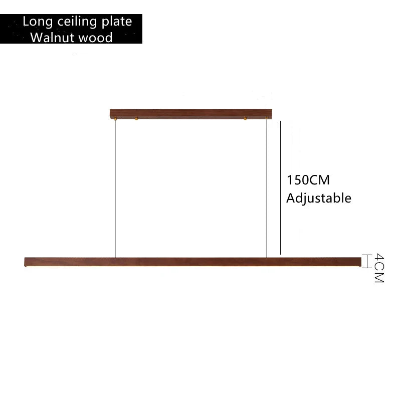 DecorBites™ Dimmable Wooden Pendant Lamp: Long Strip Minimalist Hanging Indoor Lighting